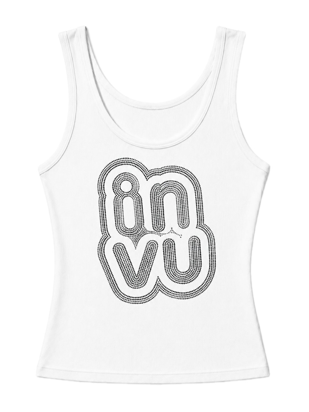 White invu Rhinestone Tank