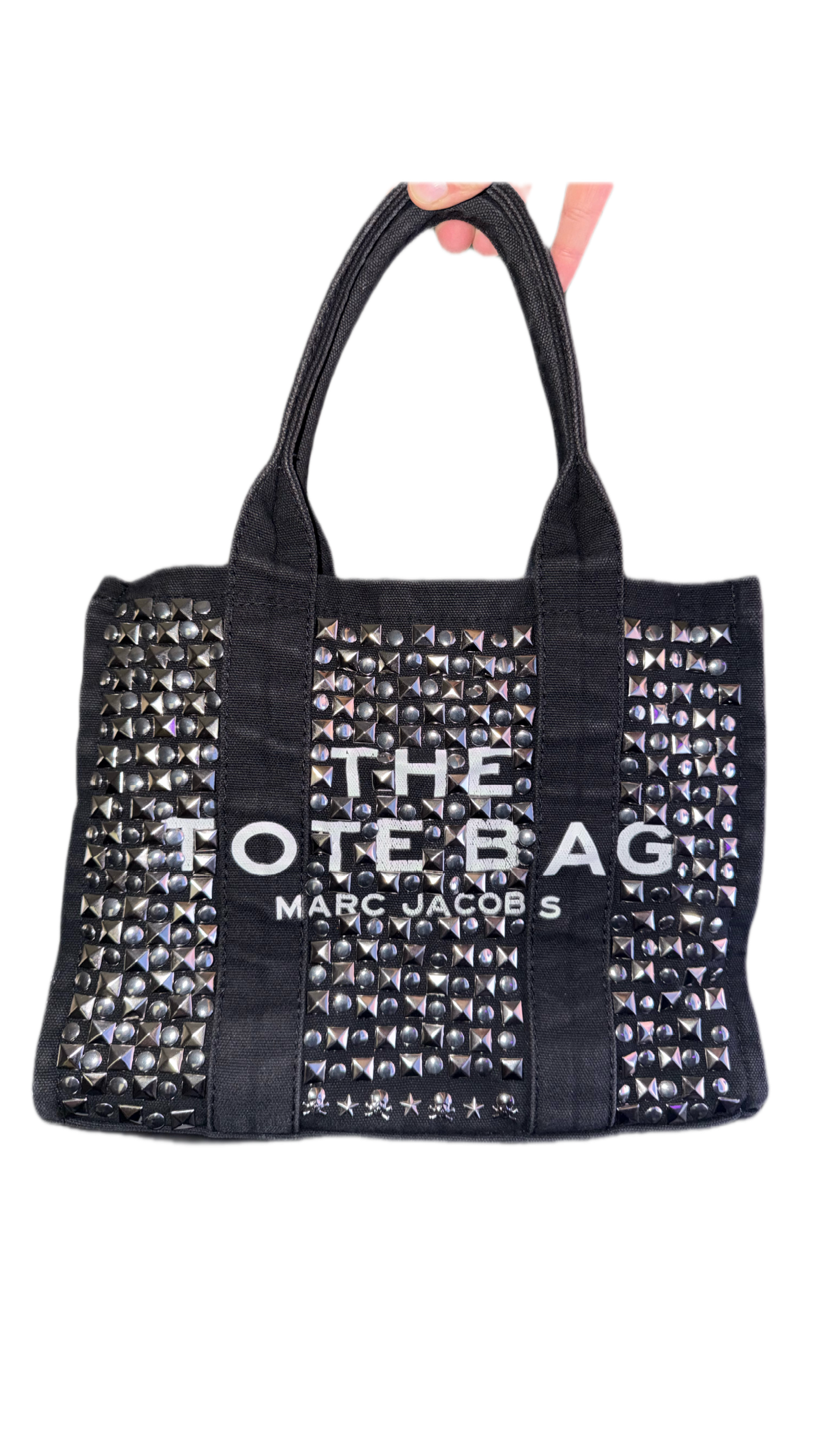 Authentic Marc Jacobs Medium Hand-Studded and Riveted Black The Tote Bag
