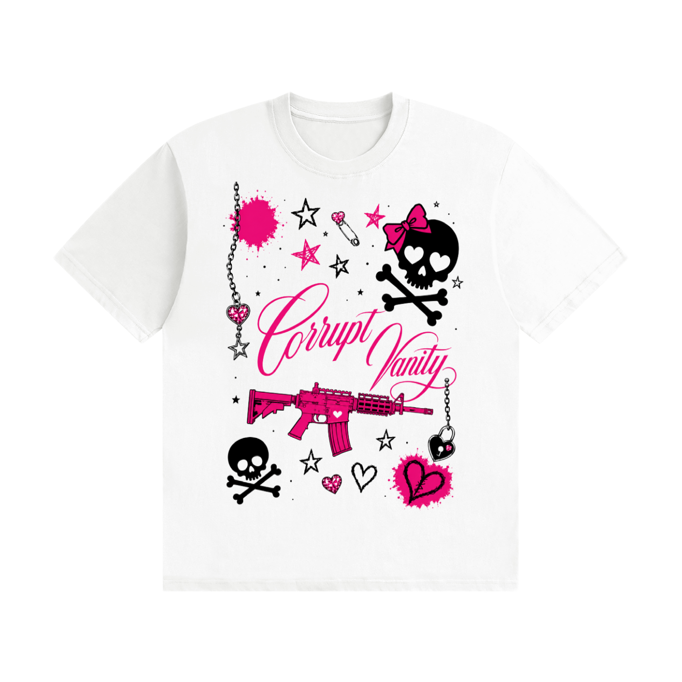 White Poison Hearts Graphic T-Shirt