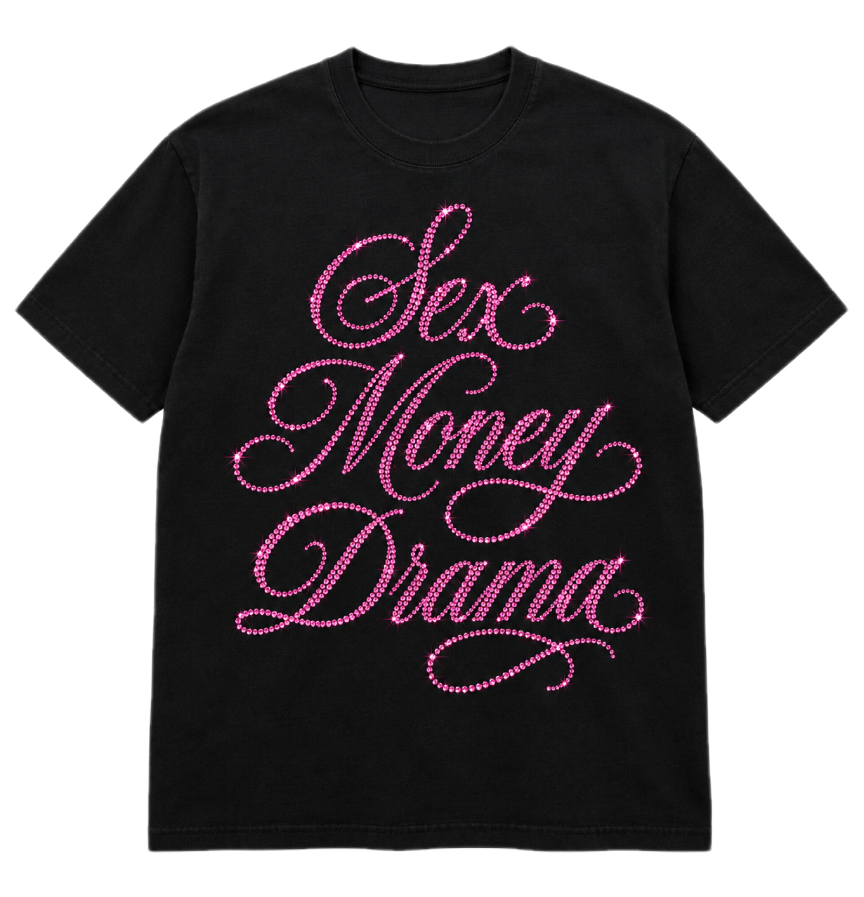 Black Sex Money Drama Rhinestone Tee